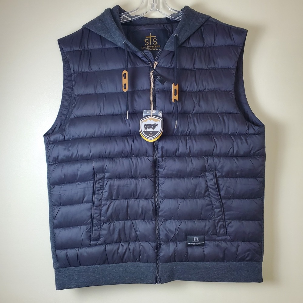 NWT STS Ranchwear Unisex Black Witten Puffer Zip Vest XL Men's Women's Insulated